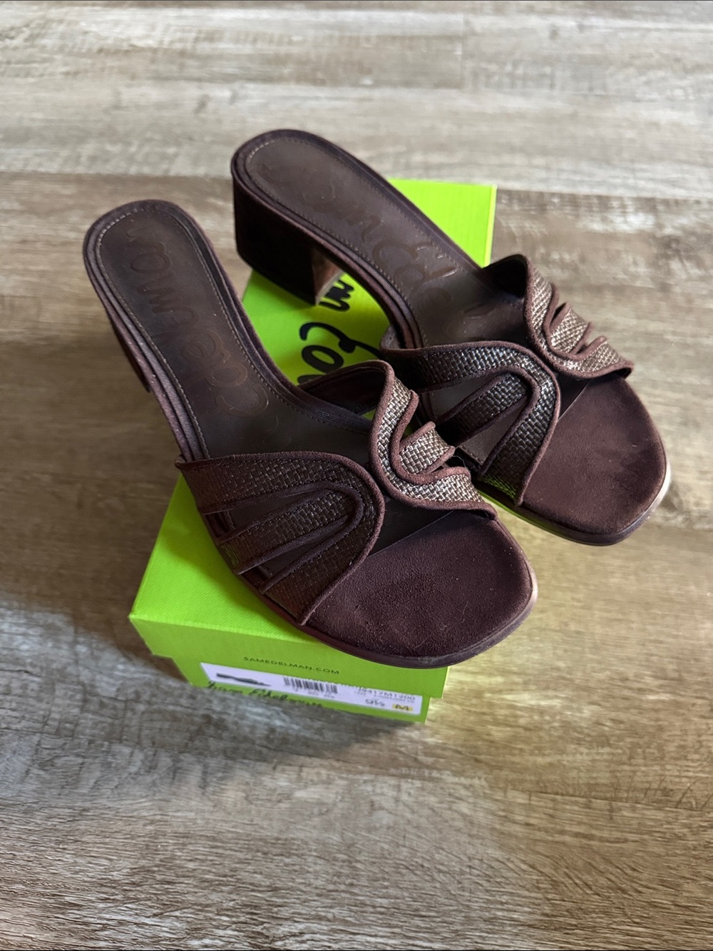 Sam Edelman Brown Open-Toe Braided Slide Mules